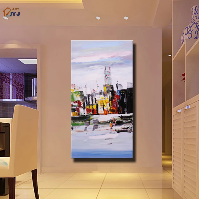 Прямая поставка от художника JYJ искусство яркий цвет картина Нью Йорка Ручная