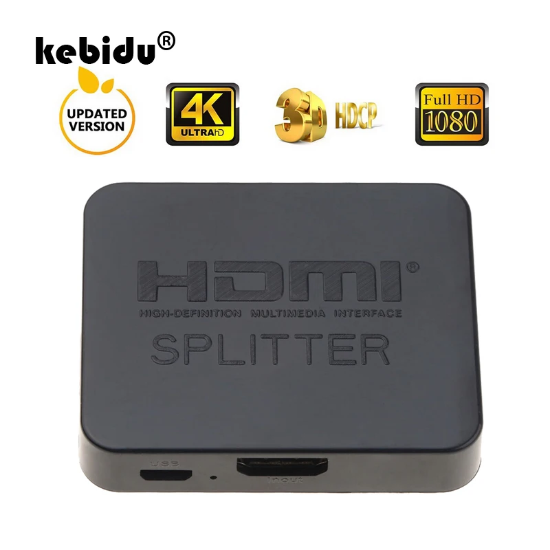 Kebidu Full HD 1080p HDCP 4K HDMI split ter HDMI коммутатор 1X2 split 1 in 2 Out усилитель двойной дисплей для PS3 DVD HDTV
