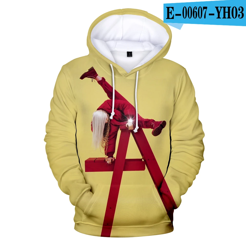 3D Принт 3D персонаж idol Billie Eilish толстовки женские мужские толстовки мода певица Billie Eilish 3D Толстовка зеленый пуловеры - Цвет: 3D