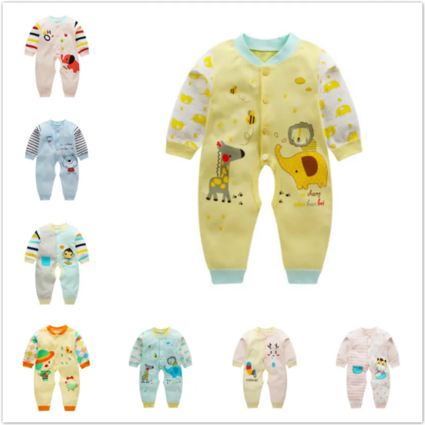 2018 комбинезоны для новорожденных Хлопковая одежда маленьких мальчиков Весенние