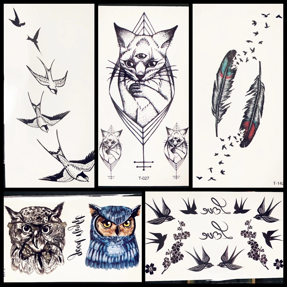 3D Черный кошачий браслет для татуировок временная татуировка под грудью