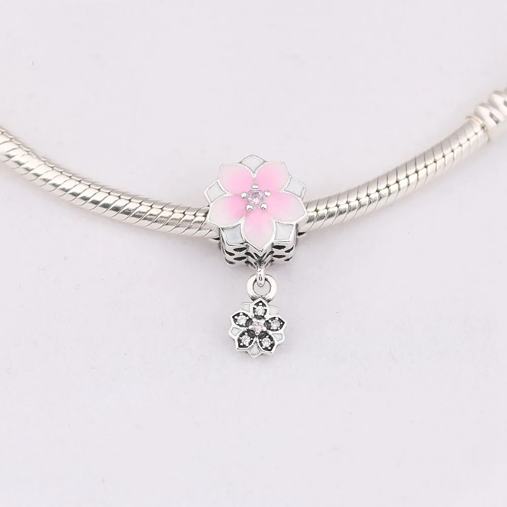 

Authentic 925 Sterling Silver Bead Flower To Flower Crystal Glaze Beads For Original Pandora Charm Bracelets & Bangles Jewelry