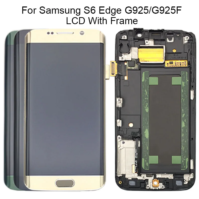 Для Samsung Galaxy S6 edge G925 G925I G925F ЖК-дисплей Дисплей Сенсорный экран дигитайзер с рамкой в сборе Замена тестирование