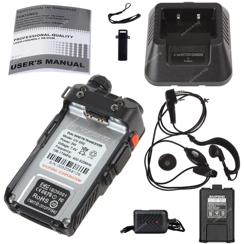 Baofeng UV-5RE двухдиапазонный УКВ 136-174/400-520 мГц 5 Вт cdcss FM ветчиной трансивер