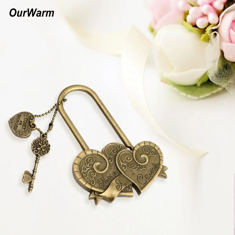 OurWarm Рустикальные свадебные двойные сердечные любовные замки ключи свадьба помолвка сувениры украшение ты+ я = семья
