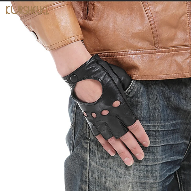 Перчатки из натуральной кожи мужские перчатки для вождения Motociclista черные коричневые мягкие козья кожа митенки без пальцев s m l xl AGB308