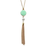 9 colors wholesale blank monogram tassel necklace for women enamel jewelry disco ball pendant necklace long 2018