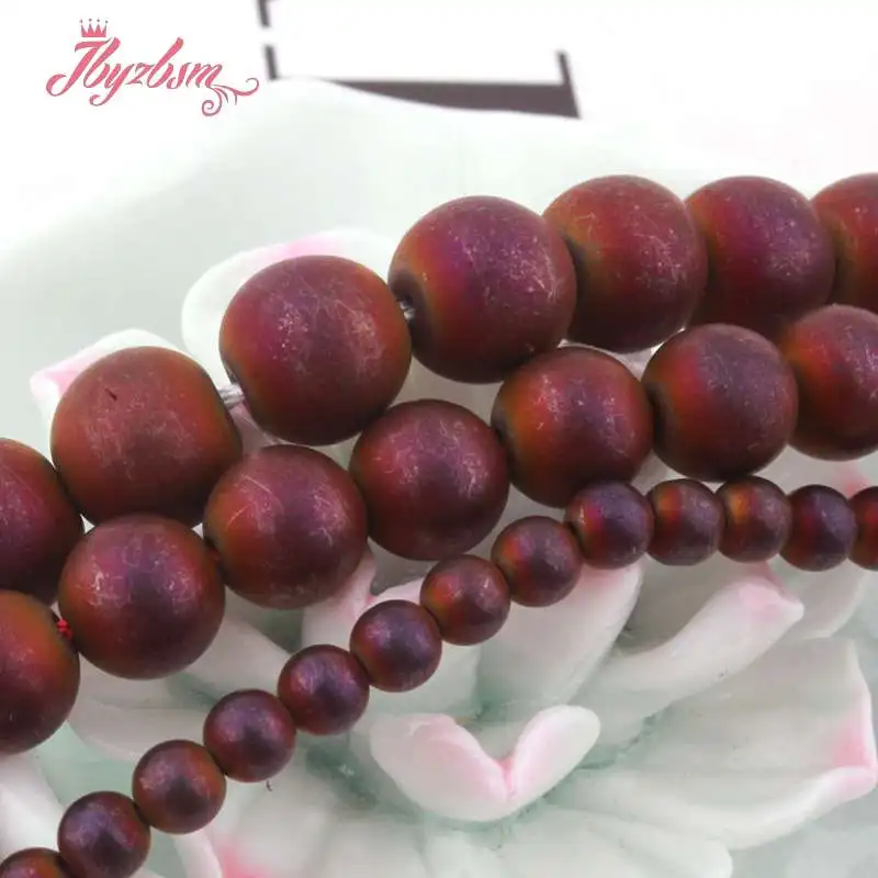 3 4 6 8 мм морозный круглый шар бусины фиолетовый гематит натуральный камень для DIY