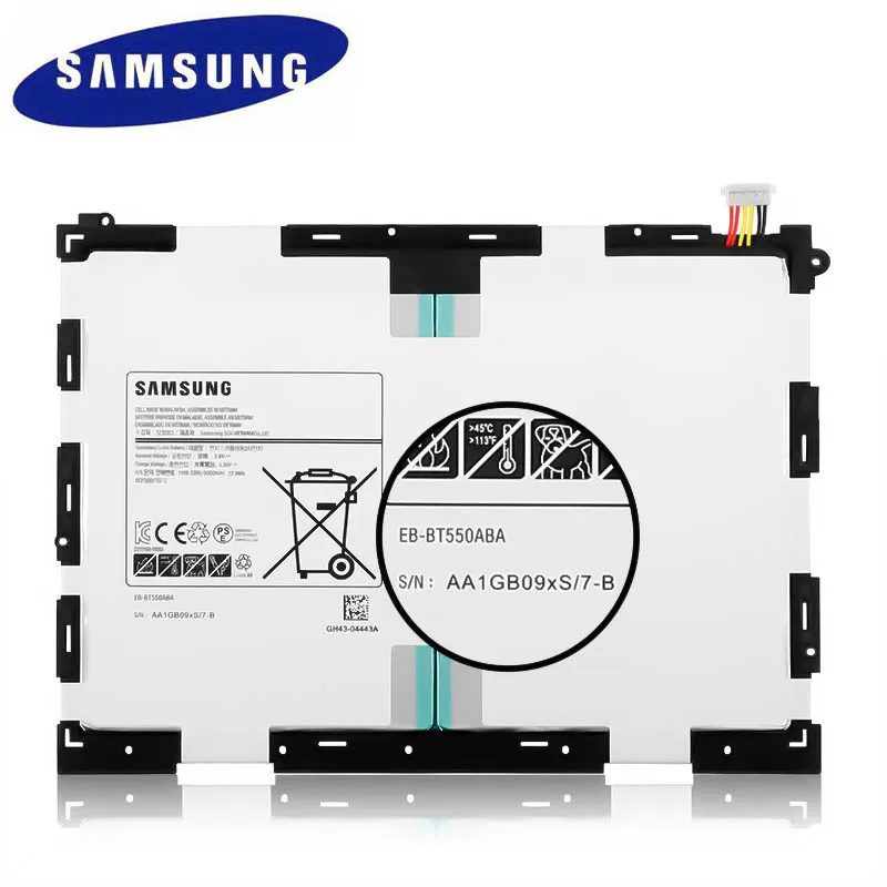Оригинальная замена samsung Батарея для Galaxy Tab A 9,7 T550 P550 T555C P555C натуральная планшеты Батарея EB-BT550ABA 6000 мА-ч