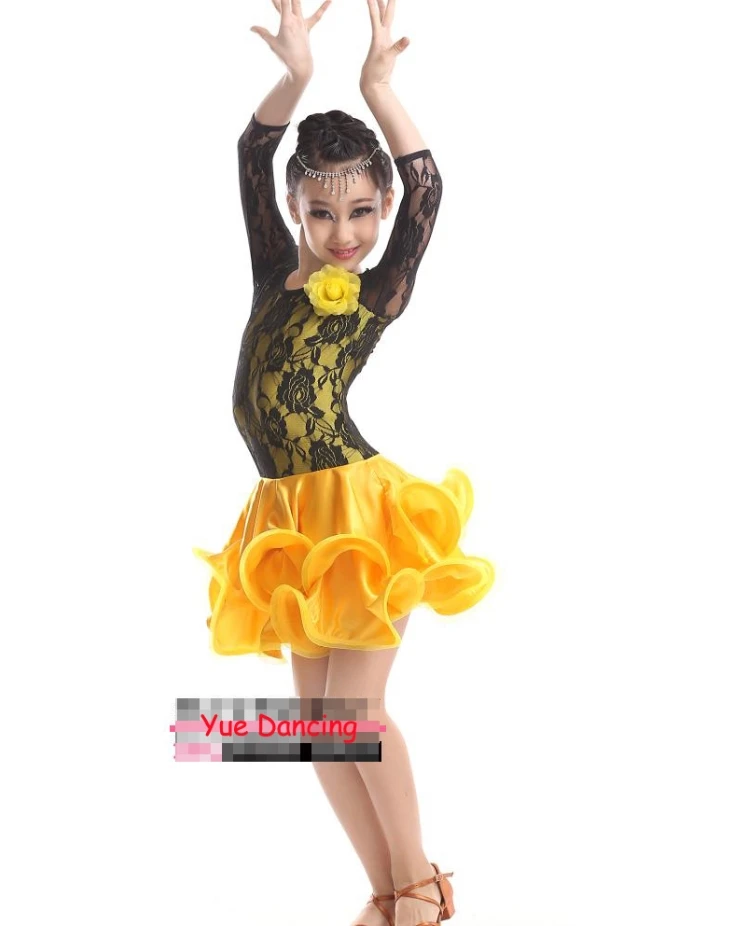 Детские длинные юбки для латиноамериканских конкурсов платье танцев девочек