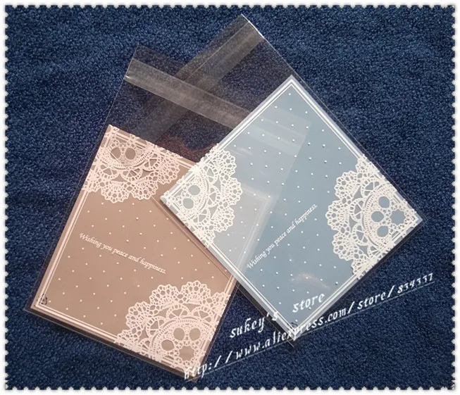 Пластиковые пакеты для печенья розовые синие 2 вида цветов упаковка 10x10 см кекса