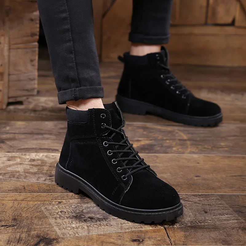 Мужские кожаные ботильоны дышащие мужские ботинки с высоким берцем повседневная