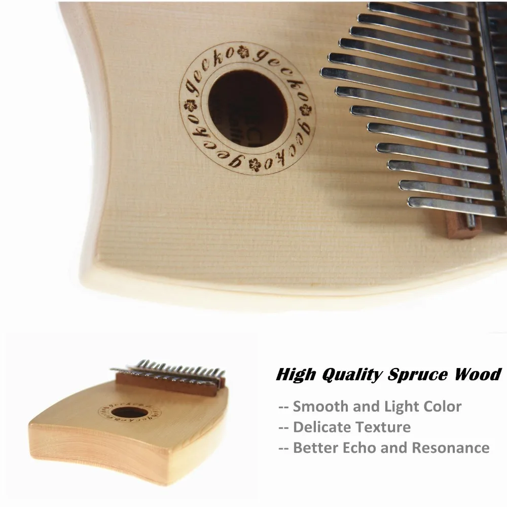 Gecko Spruce G Tone Wood 15 клавиш калимба акустическое пальцевое пианино с