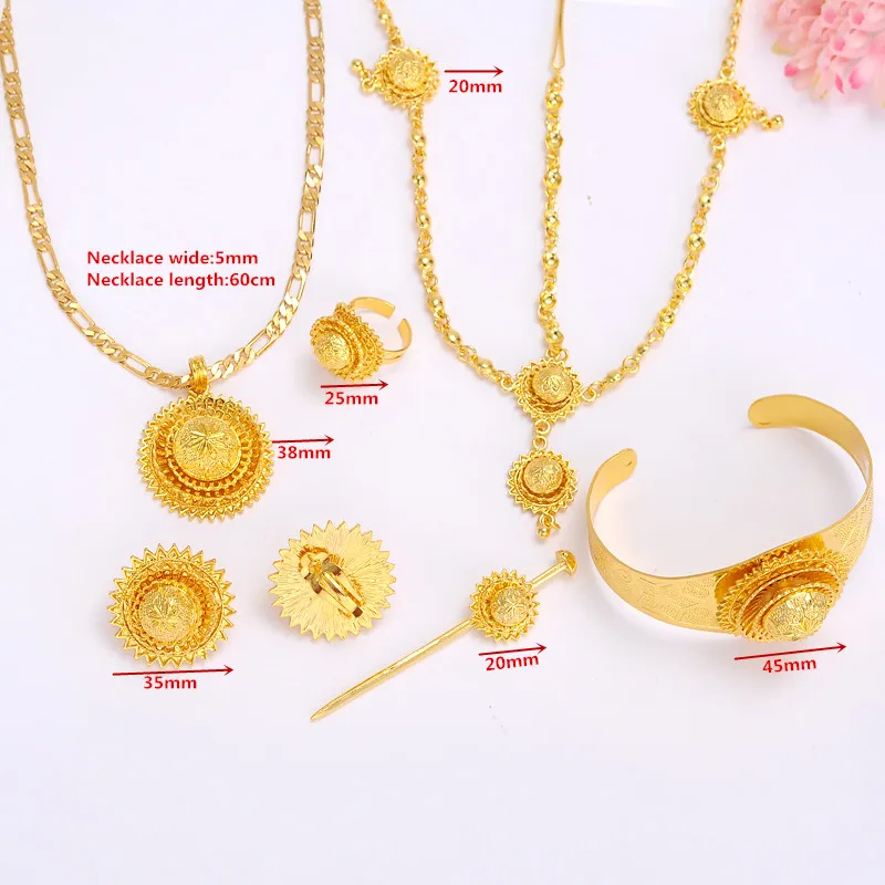 Большой женский ювелирный набор из эфиопских волос золотистого цвета/подвесная