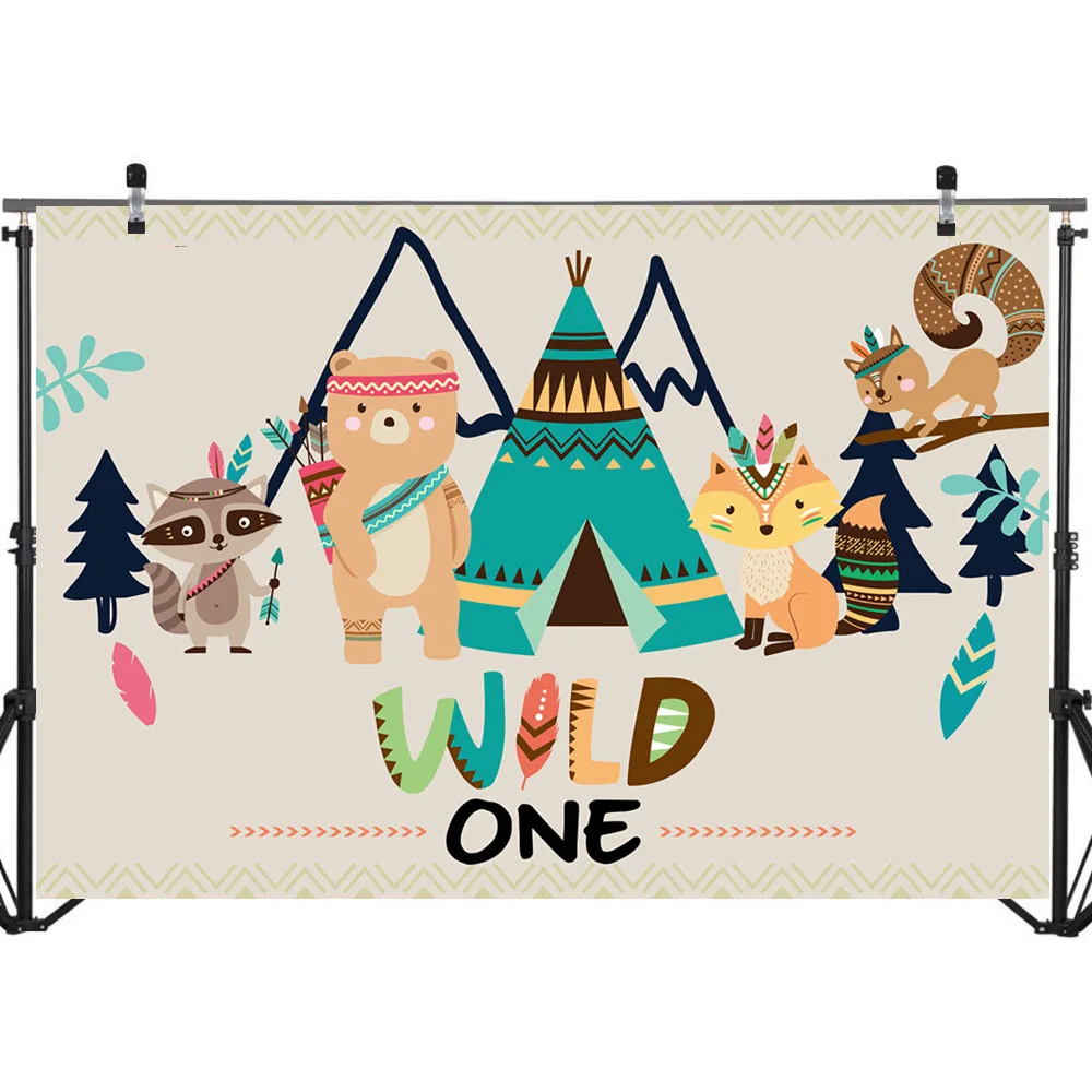 Neoback Wild One Backdrops Woodland 1st Birthday Background Buffalo Animal Bohemia для дня рождения баннер украшение