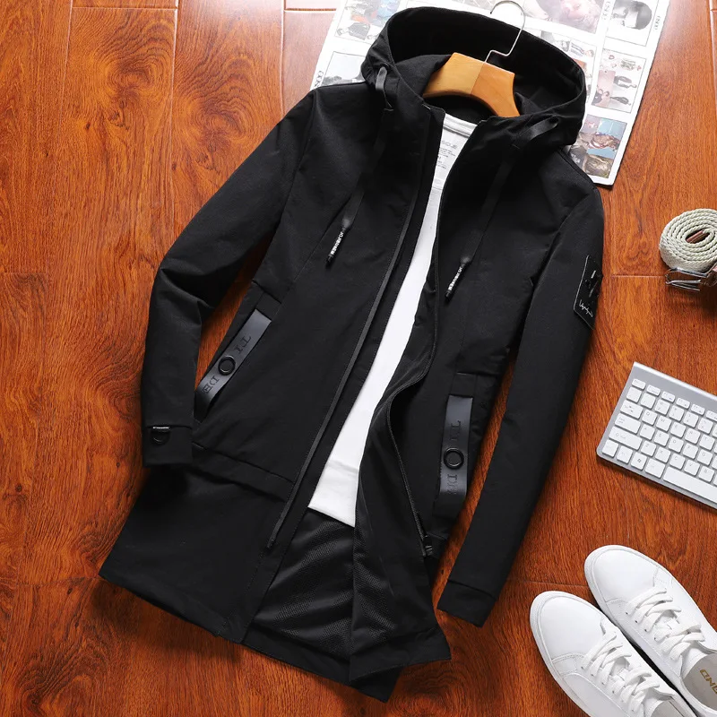 2018 Новый осень зима мужские Тренч со шляпой Slim Fit Мужские Casaco печати письма с
