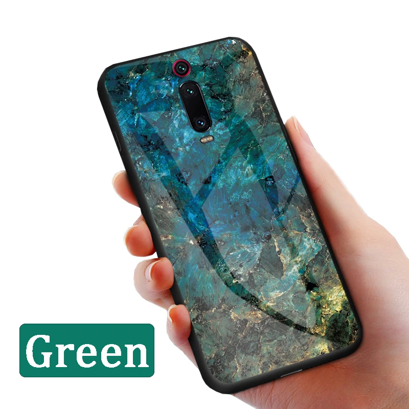 Чехол GFAITH для Xiaomi Mi 9 T, чехол с мраморной текстурой и принтом, чехол с закаленным стеклом для Xiaomi Mi 9T Pro, чехол для телефона s Funda Coque - Цвет: Green