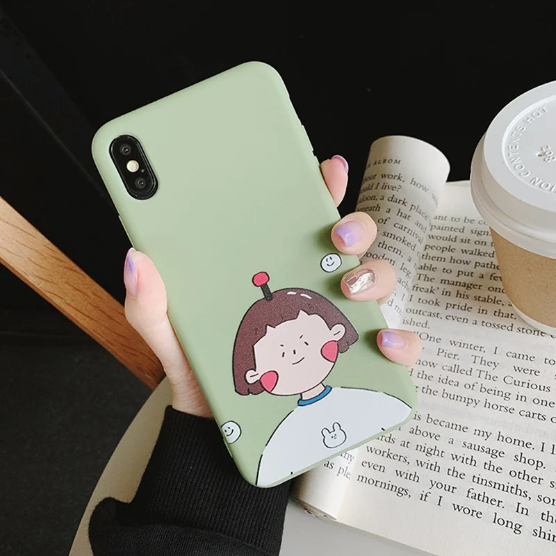 Корейский стиль иллюстрация матовый чехол для телефона iphone 6 6s 7 8 Plus все включено