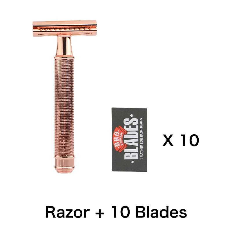 Razor 10 Blades HAWRAD RAZOR Men's Double Edge Razor Manual Safety Razor 1 Zinc Alloy Head+Gold Brass Handle+10 Blades+Gift Box,Women Razors - Цвет: Razor 10 Blades
