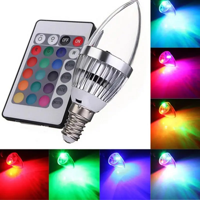 Светодиодный светильник LumiParty E14 3 Вт RGB в форме свечи инфракрасная лампа с
