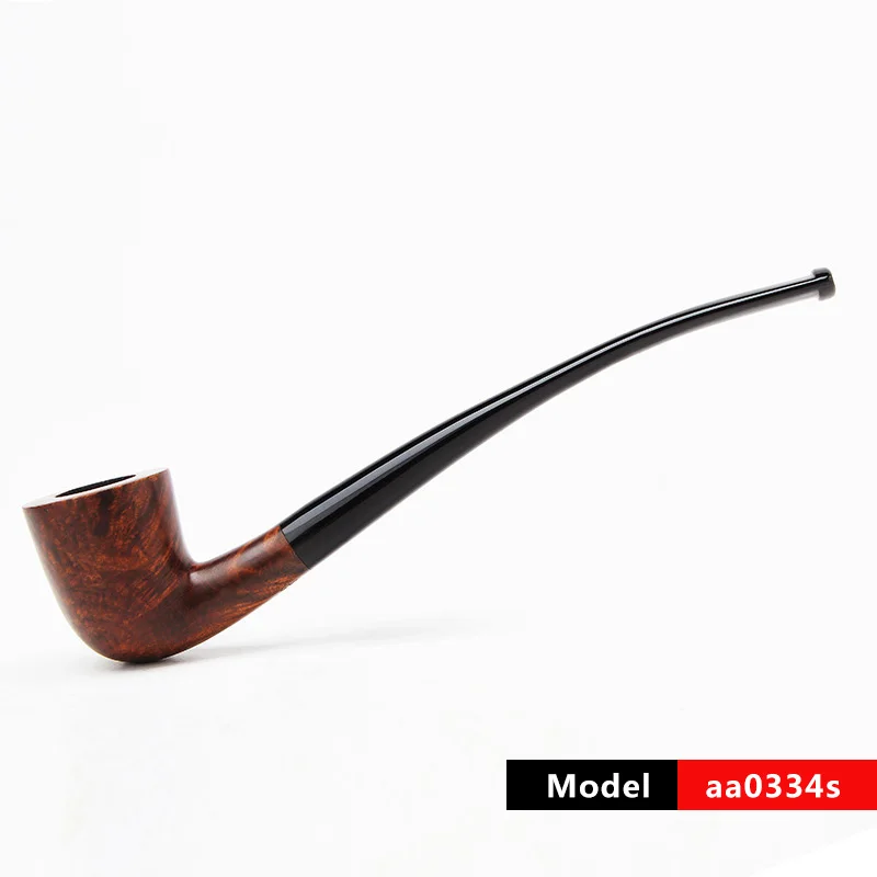 aa0334S RU-MUXIANG 3 цвета длинный ствол Briar деревянная курительная трубка табака подходит для 3 мм фильтр изогнутые деревянные трубы aa0334 - Цвет: aa0334S