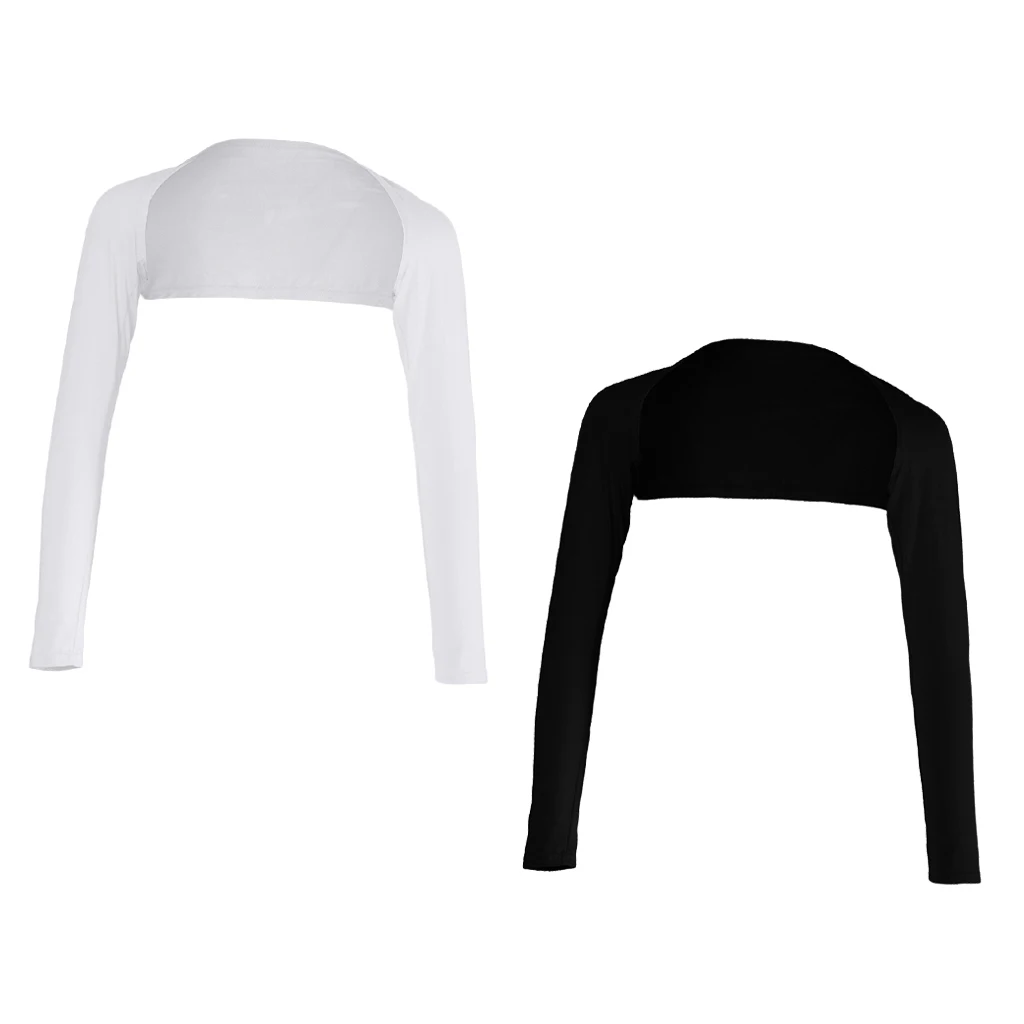 

2 Pieces Elegant Solid Black White Women One-piece Long Sleeve Arm Cover Shrug Hijab Ramadan Muslim Modal