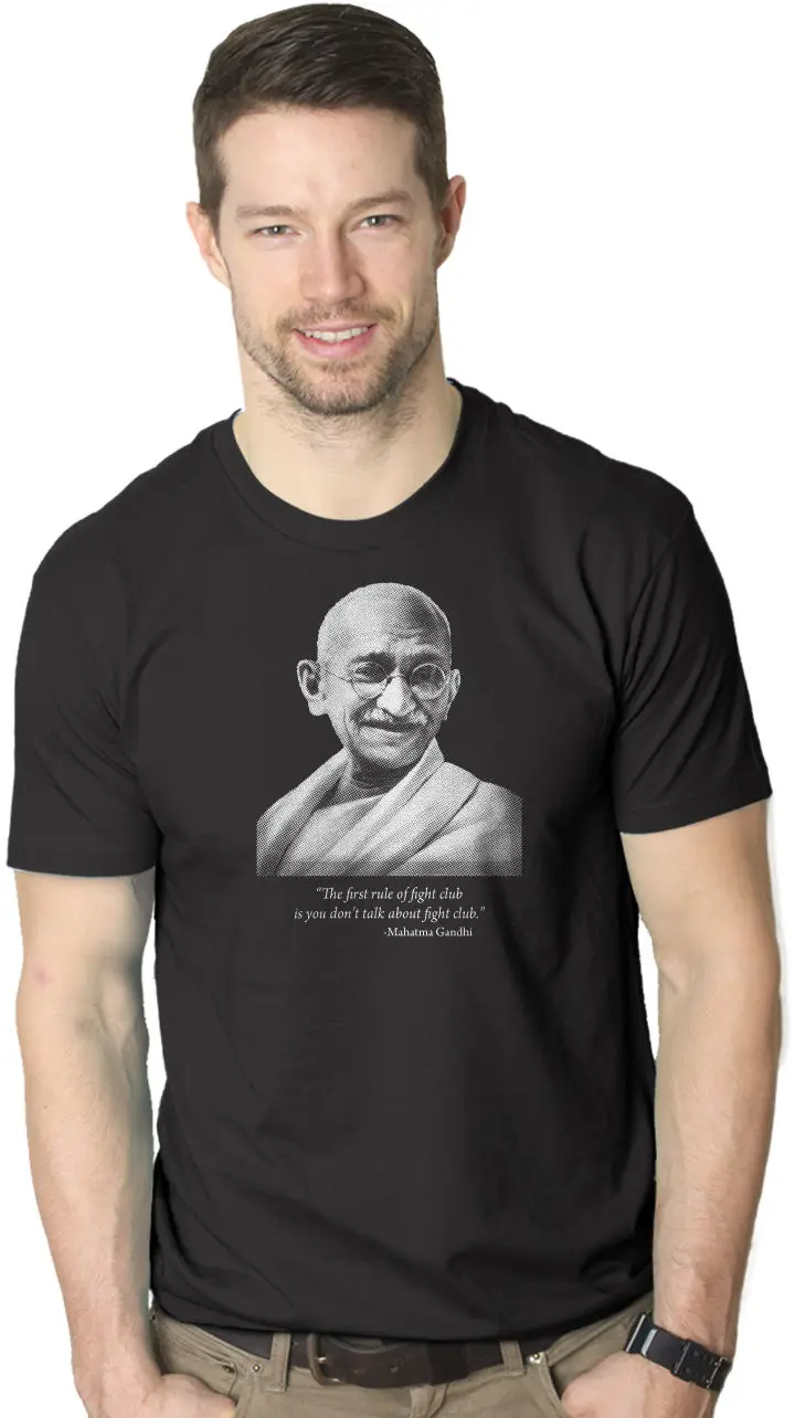 Gandhi Fight Club футболка с надписью Первое Правило забавная пародией из фильма летняя