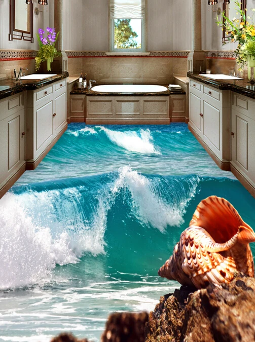 

[Самоклеющиеся] 3D Surf Beach Conch 44 Нескользящие водонепроницаемые фото самоклеющиеся наклейки для пола Настенная Наклейка обои для печати