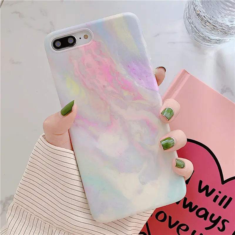 Style A2 FLYKYLIN милый розовый мраморный чехол для iphone XS Max XR X 6 S 6 S 7 8 Plus задняя крышка на мягкой IMD силиконовой матовой Coque держатель стенд - Цвет: Style A2