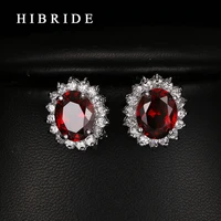 red rhinestone earrings fashion jewelry 2017 women stud earring for wedding gifts hibride e 235