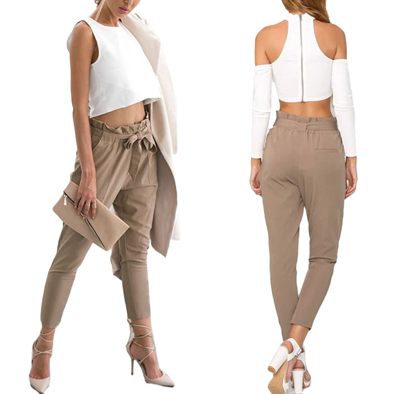 Модные однотонные свободные длинные брюки с высокой талией для женщин и девочек