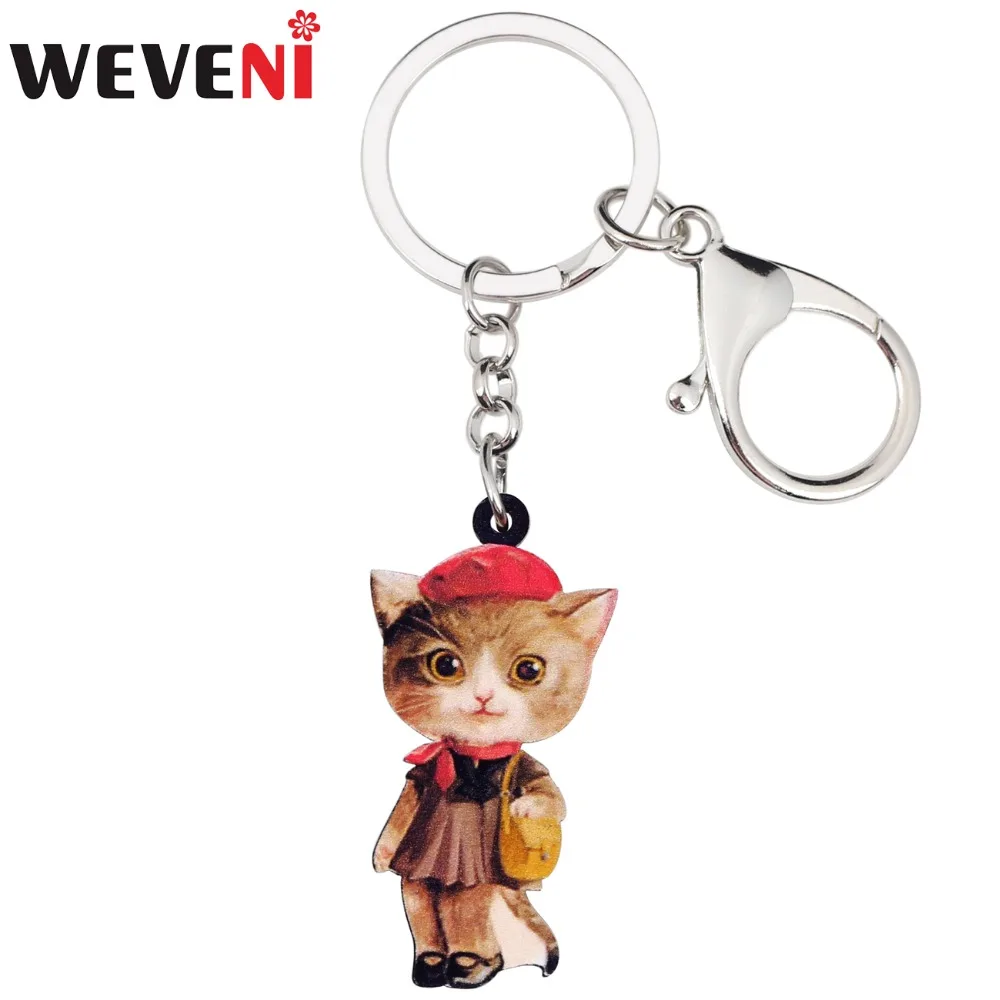 Weveni акриловые в стиле аниме мультфильм оригинальный Кот ключ цепочки брелок для