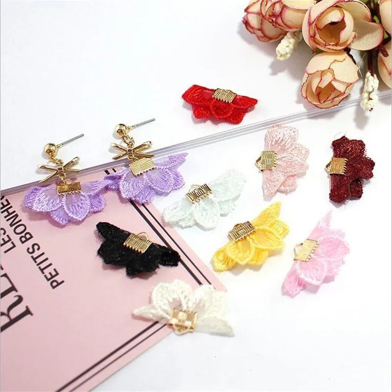 

200pcs/lot small fan tassel for fashion earrings necklace jewelry making charms diy organza yarn flower tassels with gold cap
