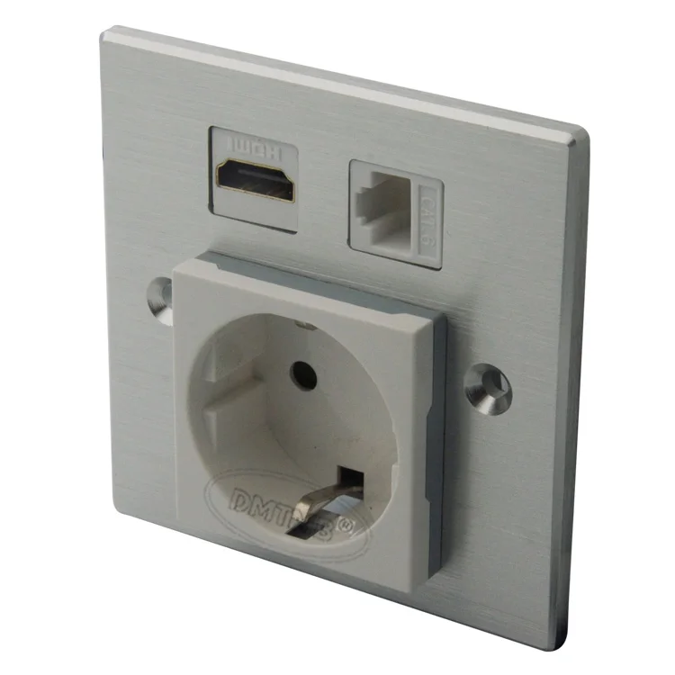 Алюминиевый HDMI RJ45 AC power с настенной пластиной в европейском стиле и поддержкой