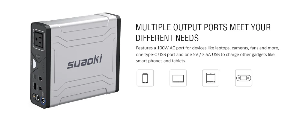 Suaoki G100 27000 mAh/3,7 V power Bank станция 100W AC type-C QC3.0 Солнечный портативный генератор энергии для смартфонов Macbook планшетов