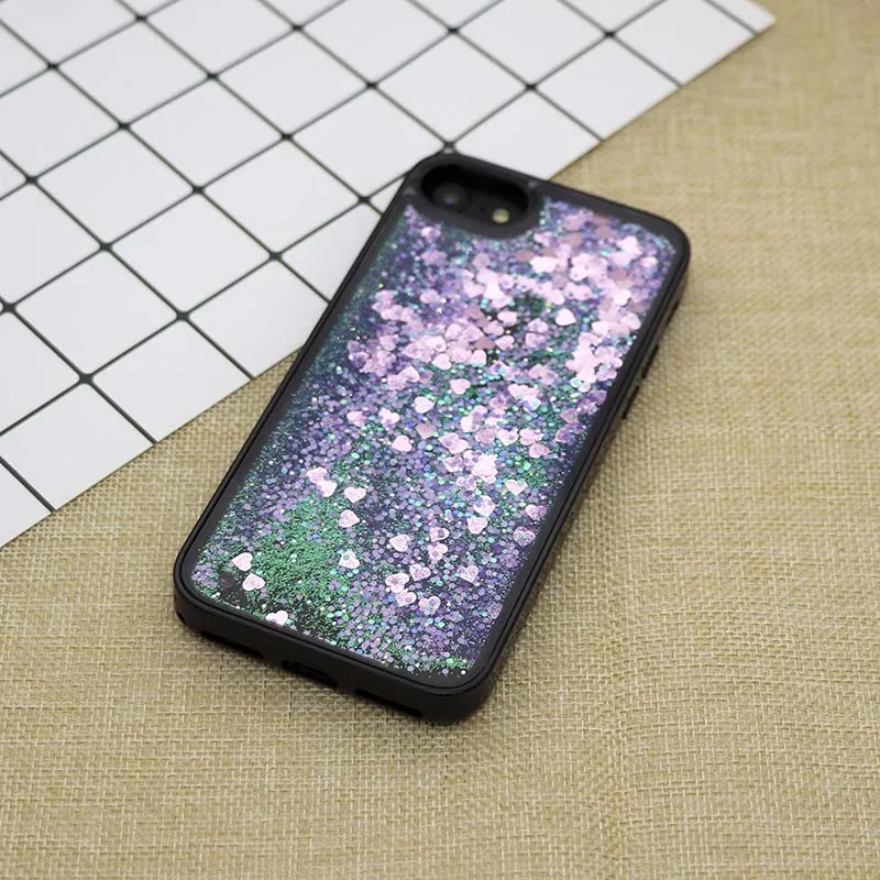 Для iPhone 7 6 S плюс Plus задняя крышка блеск динамический жидкости в форме сердца