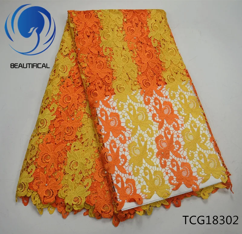 Beautifical Embroidery Cord lace guipure fabric New Arrival African water soluble for bridal clohes 5yards TCG183 | Дом и сад