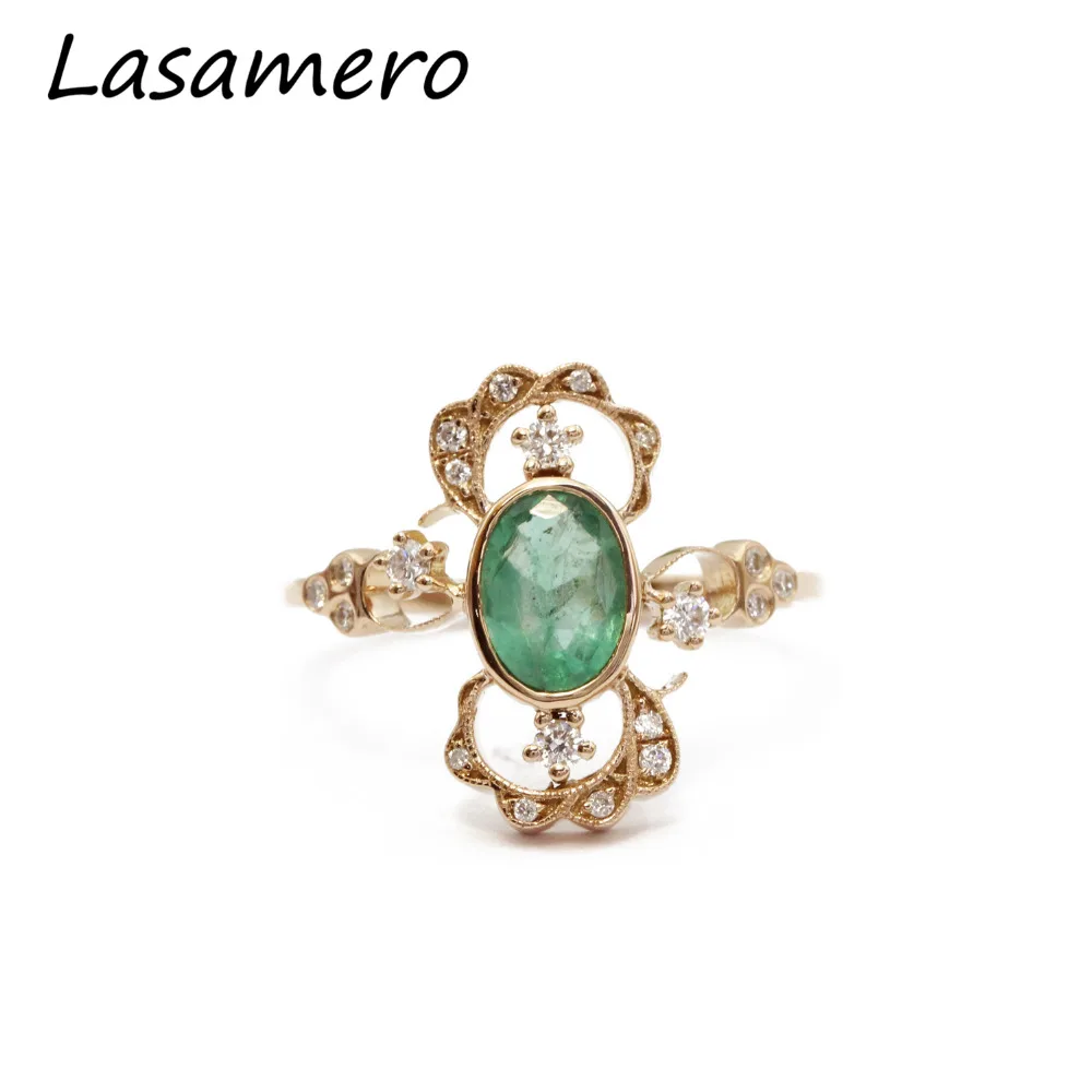 LASAMERO овальной огранки 0.70ct натуральный Изумрудный драгоценный камень 18k розовое