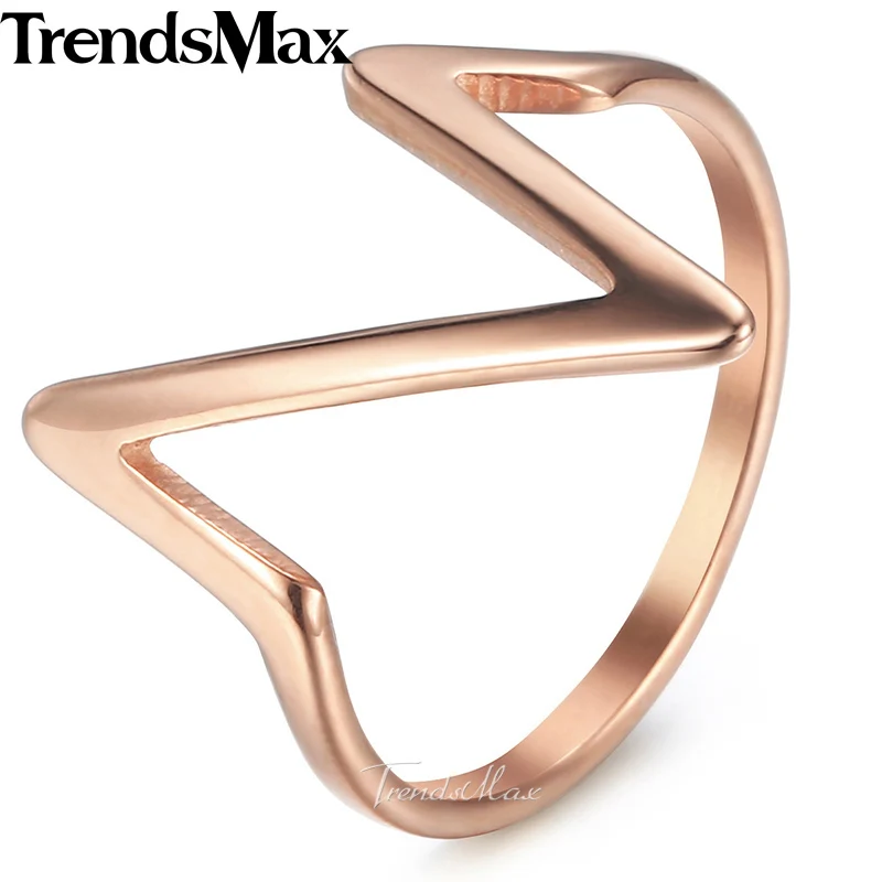 Trendsmax женское кольцо золото/розовое золото цвет нержавеющая сталь кардиограмма сердцебиение обручальное кольцо для пары Размер США 6-12 KKRM40 - Цвет основного камня: KR164