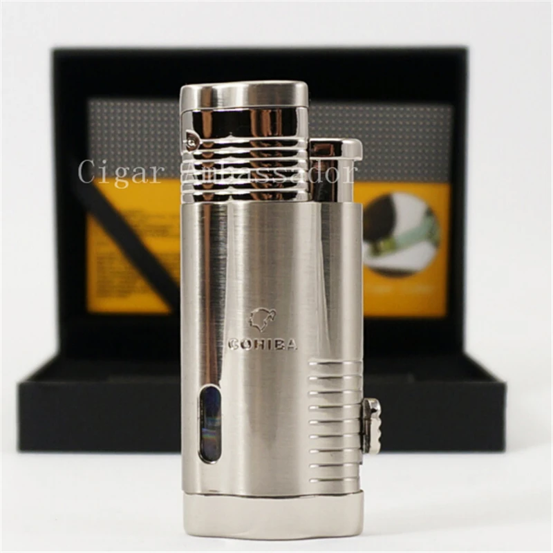 Cohiba 3 Jet факел пламени роскошные серебро табак зажигалки для лучшие подарки