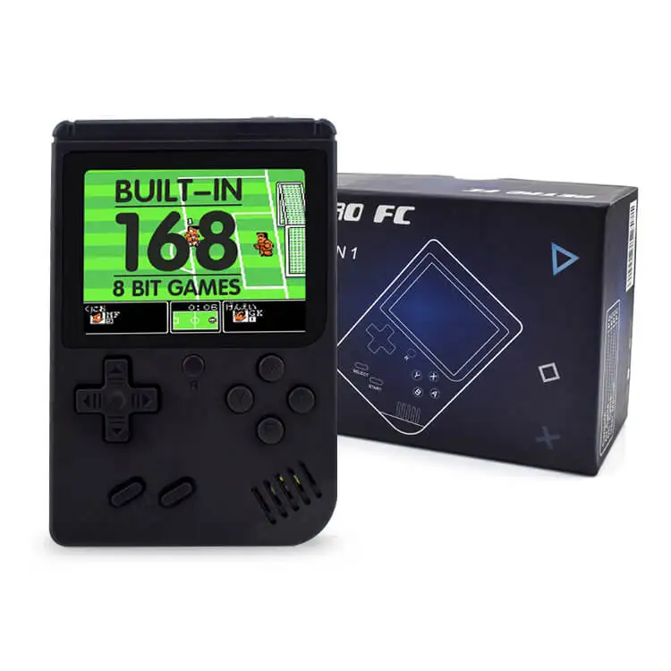 168 black with box Данных лягушка Классический Портативный ручной ретро мини видео игровая консоль 8 бит встроенный в 168/200 Ретро игры AV Out игры подарок для детей - Цвет: 168 black with box