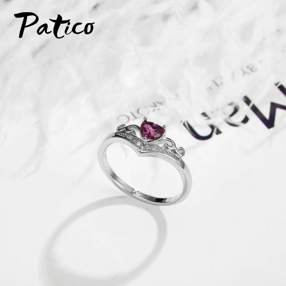 New Arrival Clear Purple Crystal Wedding Rings 925 Sterling Silver Fashion Design Retro Engagement Ring Jewelry For Women | Украшения и