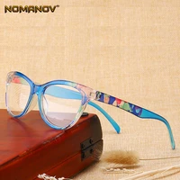 young round blue and red flower eye glasses frame light anti fatigue men women reading glasses 0 75 1 25 1 5 1 75 to 4