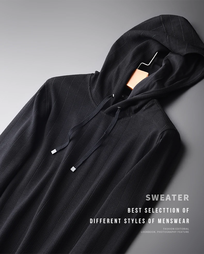 Minglu толстовки с капюшоном мужские модные роскошные трикотажные в Вертикальную