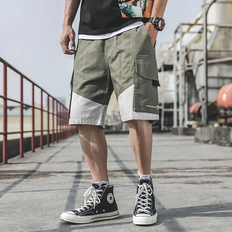 

2019 Summer Style Streetwear Cargo Shorts Men Casual Cotton Mens Shorts Hip Hop Pockets Man Beach Shorts Bermuda LBZ113