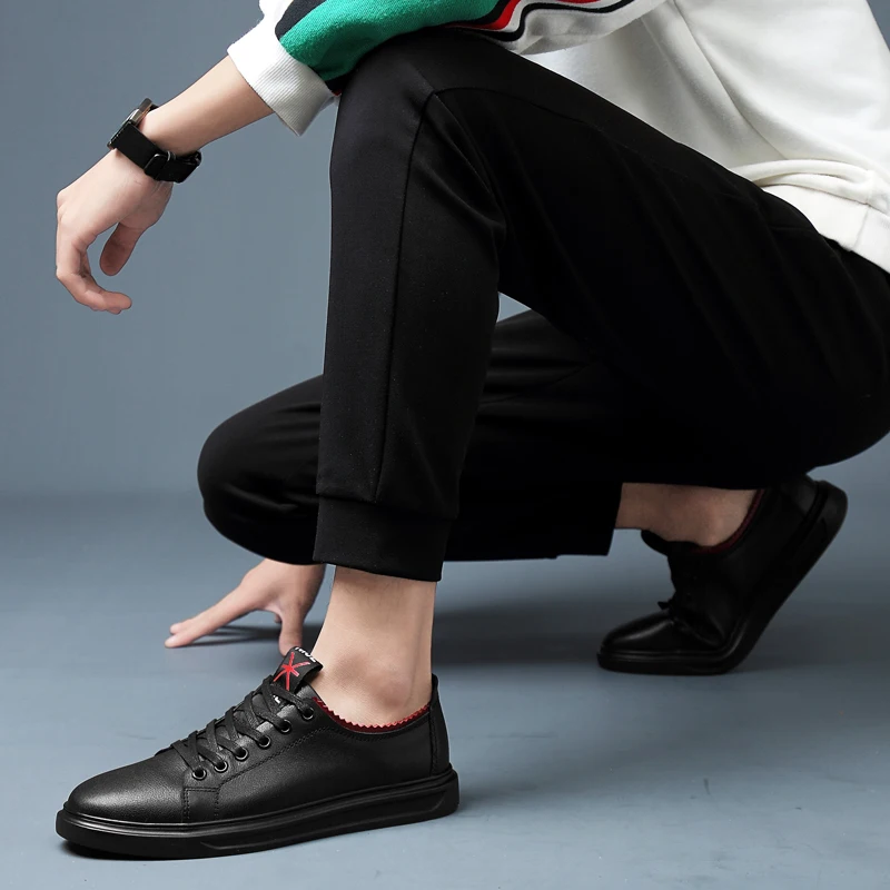 2019 классические базовые мужские кожаные кроссовки из воловьей кожи дышащие