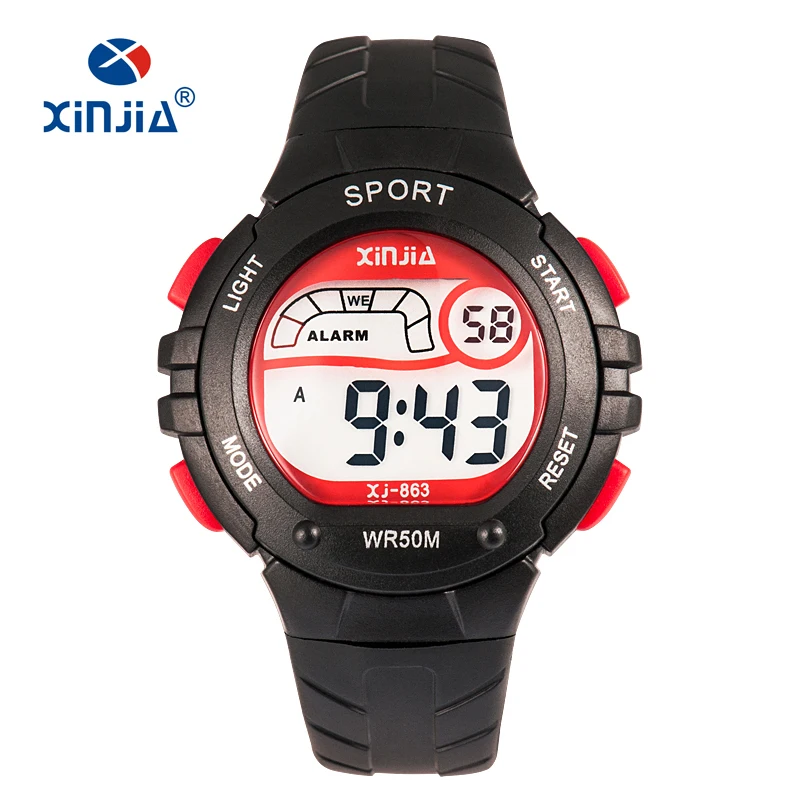 Children watch LED 5 ATM Digital Sports Relojes Mujer Boys girls fashion Kids Cartoon Jelly Waterproof Relogio Feminino - Цвет: 0130 Black red