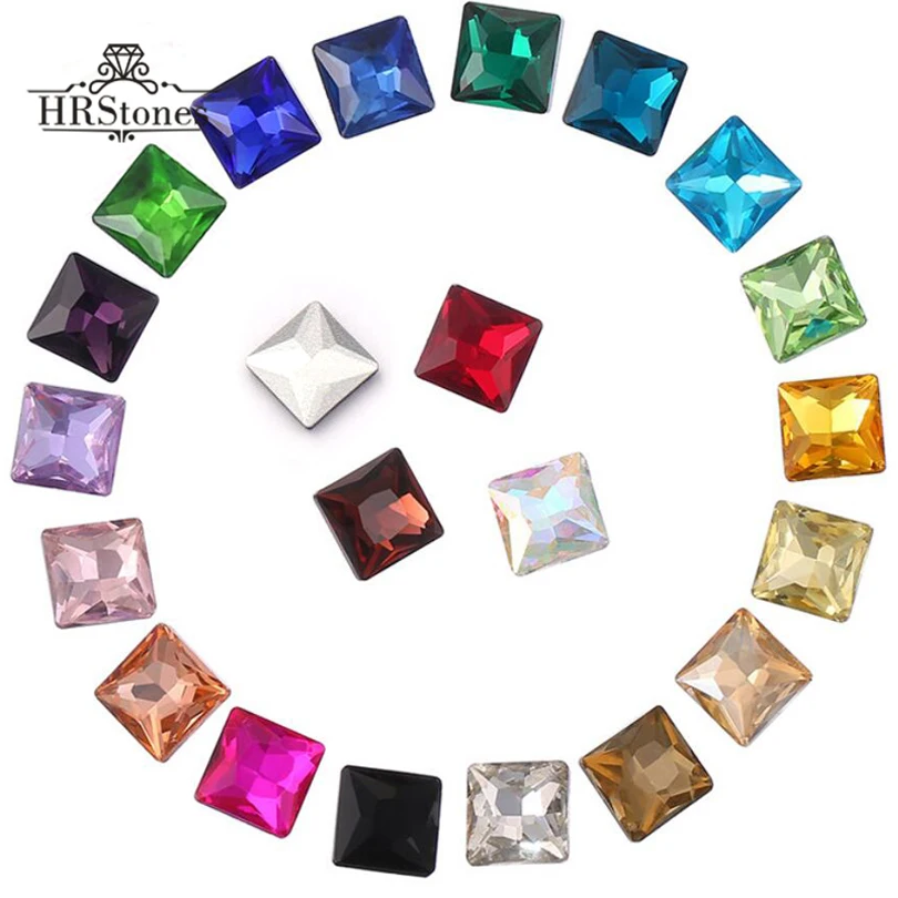 Квадратный DIY вечерние украшения на платье стеклянный заостренный задник клей