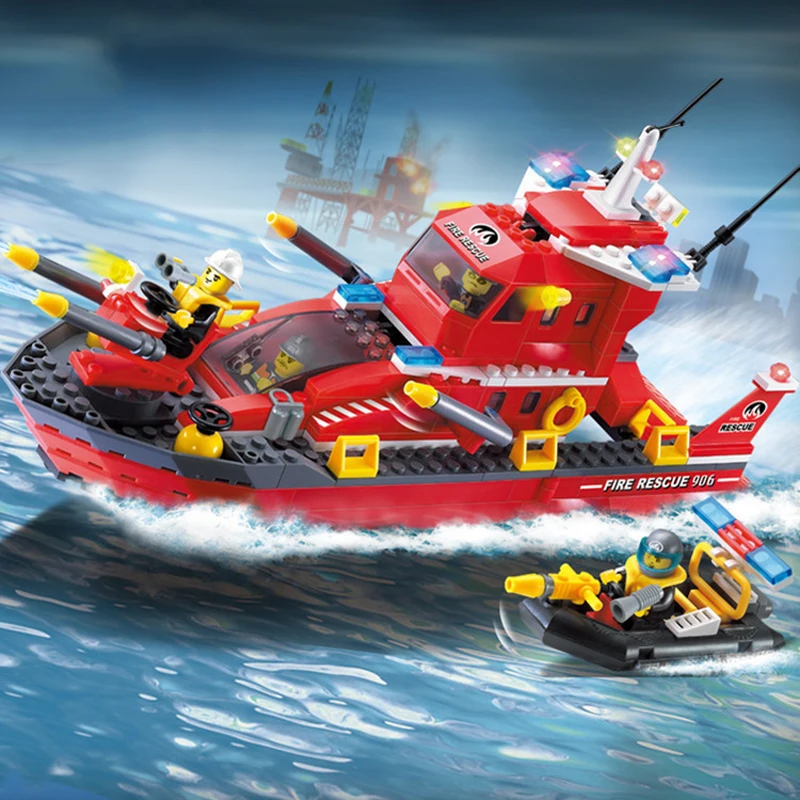 339 шт. детские строительные блоки игрушки совместимые с Legoingly city Fire sea detachment