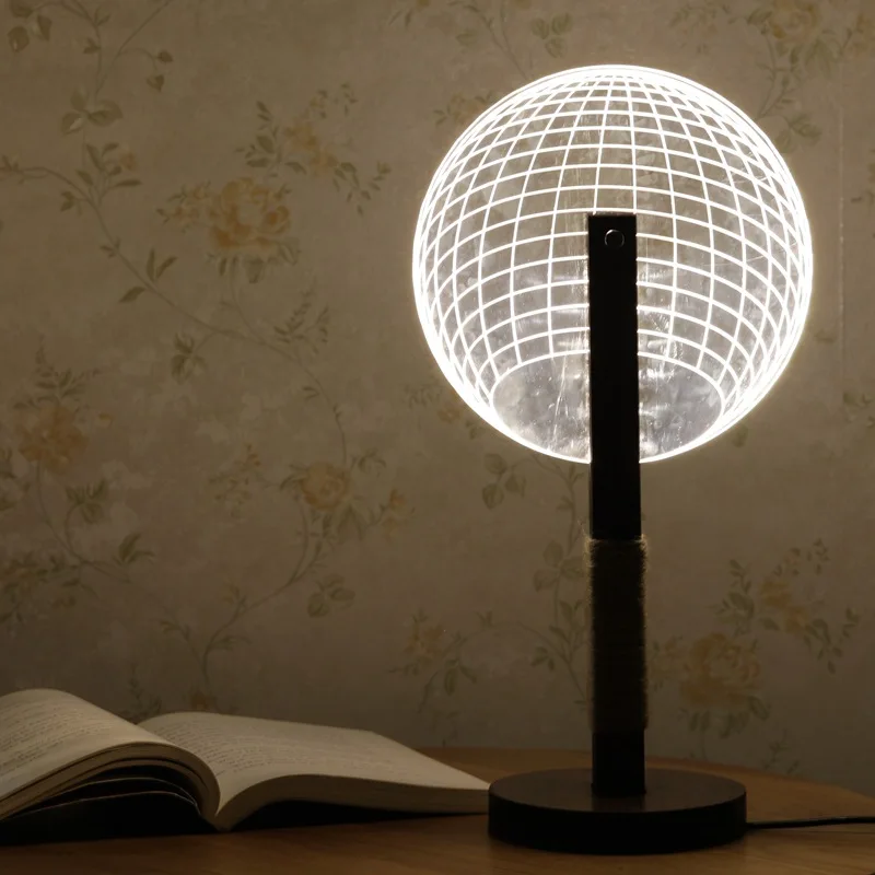 Твердая древесина основание LED 3D прикроватная лампа атмосфера мультфильм сова